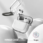 AirPods 3 Case | Hinge - Clear protective case for AirPods 3 with a hinge design, shown open with white earbuds inside.