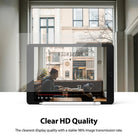 Tempered Glass | iPad - Clear screen protector overlaying an iPad displaying a video of a man and child in a cafe.