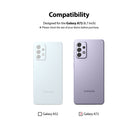 Galaxy A72 Screen Protector | Invisible Defender - Galaxy A72 Screen Protector - Compatibility chart showing a light blue Galaxy A52 and a purple Galaxy A72 smartphone.