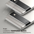 Google Pixel 6 Pro | Camera Protector Glass [3 Pack] - Tempered glass protector being applied to a Pixel 6 Pro camera bar.