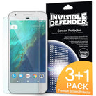 Google Pixel Screen Protector | Film (4P) - Transparent screen protector film next to its black and orange packaging.