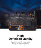 Xiaomi 12T / 12T Pro Screen Protector | Full Cover Glass - Xiaomi 12T / 12T Pro Screen Protector - Transparent glass overlaying a smartphone displaying a vibrant city night scene.