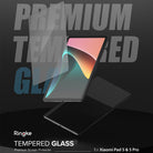 Xiaomi Pad 5 / 5 Pro Screen Protector | Invisible Defender Glass - Xiaomi Pad 5 / 5 Pro Screen Protector - A transparent glass screen protector hovering above a black tablet display.