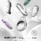 AirTag Case | Slim [4 Pack] - Clear - Multiple clear protective cases for AirTags floating against a white background.