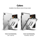 Fusion Plus + Outstanding | iPad - Two iPads in clear and smoke black cases with integrated kickstands on white background.