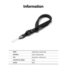 Lanyard Strap | Black - A black nylon lanyard with an adjustable buckle and a thin loop attachment on a white background.