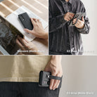 Galaxy Z Fold 3 Case | Folio Signature EZ Strap - Matte black textured cases shown in standard and strap configurations.