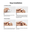 AirTag Case | Slim [4 Pack] - Clear - Step-by-step visual guide showing how to install and remove an AirTag from a clear case.