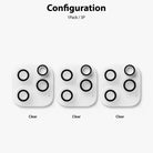 iPhone 13 Pro / 13 Pro Max | Camera Protector Glass [3 Pack] - Three clear camera lens protectors with black rings.