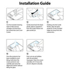 Galaxy Z Flip 3 Screen Protector | Cover Display Glass [3 Pack] - Galaxy Z Flip 3 Screen Protector - Five-step illustrated guide showing how to clean, align, and apply the glass protector.