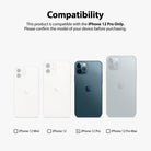 iPhone 12 Pro | Camera Protector Glass [3 Pack] - iPhone 12 Pro | Camera Protector Glass - Compatibility chart showing four iPhone 12 models with iPhone 12 Pro selected.
