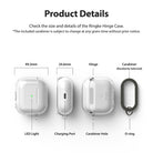 AirPods 3 Case | Hinge - Diagram showing dimensions and features of a clear AirPods 3 case with a carabiner and O-ring.