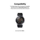 Galaxy Watch (46mm) | Rubber One Prime Band - A silver Galaxy Watch with a black ribbed rubber band on a white background.