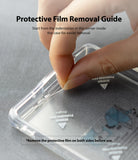 Galaxy Note 20 Ultra Case | Fusion - A hand peeling protective film from the corner of a clear phone case.