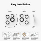 iPhone 12 Pro | Camera Protector Glass [3 Pack] - iPhone 12 Pro | Camera Protector Glass - Technical dimensions and four-step installation guide for lens protectors.