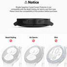 Galaxy Watch 5 / 4 (40mm) Screen Protector | Sapphire Crystal Glass - Galaxy Watch 5 / 4 (40mm) Screen Protector - Compatibility notice showing incompatible Bezel Styling, Air Sports, and Slim cases.