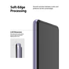 Galaxy A72 Screen Protector | Invisible Defender - Close-up of a smartphone with a screen protector showing curved edges.