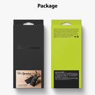 Galaxy Z Fold 3 Case | Folio Signature EZ Strap - Front and back views of the black and lime green product packaging.