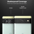 Google Pixel 6 | Camera Protector Glass [3 Pack] - Comparison showing shattered standard glass versus intact Ringke glass.