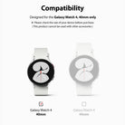Galaxy Watch 5 / 4 (40mm) Screen Protector | Sapphire Crystal Glass - Galaxy Watch 5 / 4 (40mm) Screen Protector - Compatibility chart showing 40mm watch selected versus 44mm watch excluded.