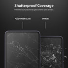 Galaxy A72 Screen Protector | Invisible Defender - Galaxy A72 Screen Protector - Comparison showing a cracked screen protector staying intact versus a shattered screen.