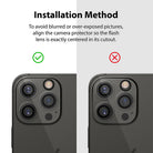 iPhone 13 Pro / 13 Pro Max | Camera Protector Glass [3 Pack] - iPhone 13 Pro / 13 Pro Max | Camera Protector Glass - Comparison showing correct vs incorrect flash alignment.