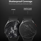 Galaxy Watch 5 / 4 (40mm) Screen Protector | Sapphire Crystal Glass - Galaxy Watch 5 / 4 (40mm) Screen Protector - Comparison showing shattered standard glass versus intact sapphire crystal.