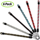 Paracord Lanyard Wrist Strap [6 Pack] - Six colorful paracord wrist straps with black connectors arranged in a fan shape.