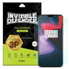 OnePlus 6 Screen Protector | Invisible Defender - OnePlus 6 Screen Protector - Invisible Defender packaging with a clear screen protector overlaying a OnePlus 6 smartphone.
