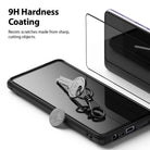 Galaxy A72 Screen Protector | Invisible Defender - A smartphone with a glass screen protector, a key, and a coin.