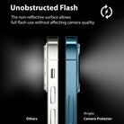 iPhone 12 Pro | Camera Protector Glass [3 Pack] - iPhone 12 Pro | Camera Protector Glass - Side-by-side comparison showing a non-reflective camera protector.