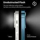 iPhone 12 Pro Max | Camera Protector Glass [3 Pack] - iPhone 12 Pro Max | Camera Protector Glass - Side-by-side comparison of a standard camera lens and one with a Ringke protector.
