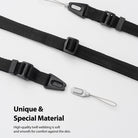 Lanyard Strap | Black - Black adjustable twill webbing lanyard with plastic buckles and a detachable quick-release connector.