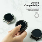 Watch Lug 22mm | Metal One Band α - Silver - Watch Lug 22mm - Hand holding a silver smartwatch case against a marble background with text about lug compatibility.