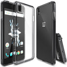 OnePlus X Case | Fusion - Smoke Black - Transparent smoke black phone case shown from front, back, and side angles.