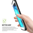 Galaxy S7 Edge Case | Onyx - Gray - Hand holding a Galaxy S7 Edge with a slim gray protective case, highlighting grip.