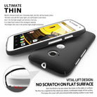 Moto E 2015 (2nd Gen.) Case | Slim - Black - Black slim phone case on a Moto E 2015 showing front and back views.