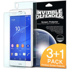 Xperia Z3 Screen Protector | Invisible Defender - Xperia Z3 Screen Protector - Invisible Defender 3+1 pack for Sony Xperia Z3 with a clear film overlaying the phone screen.