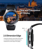 Galaxy Watch 46mm Screen Protector | Glass - Galaxy Watch 46mm Screen Protector - Smartwatch showing HD display clarity and a 2.5D curved edge profile diagram.