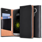 LG G5 Case | Signature - Black - Black leather wallet case for LG G5 with card slots and a magnetic cover.