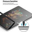 Xiaomi Pad 5 / 5 Pro Screen Protector | Invisible Defender Glass - Xiaomi Pad 5 / 5 Pro Screen Protector - Stylus pen touching tablet screen with a close-up showing pressure sensitivity.