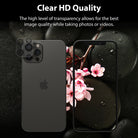 iPhone 12 Pro | Camera Protector Glass [3 Pack] - iPhone 12 Pro | Camera Protector Glass - Two iPhones showing clear camera lens protectors against a floral background.