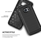 Galaxy S7 Edge Case | Onyx - Gray - Brushed metal texture phone case with internal shock-dispersion pattern.