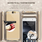 HTC One A9 Case | Fusion - Rose Gold - Rose gold phone case showing button cutouts, strap holder, and active touch tech.