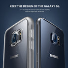 Galaxy S6 Case | Flex - Clear - Two Galaxy S6 phones, one with a clear protective case and one without, against a blue background.
