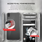 OnePlus X Case | Fusion - Smoke Black - Multiple views of a clear phone case highlighting button cutouts and a strap holder.