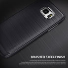 Galaxy S7 Edge Case | Onyx - Gray - Gray brushed metal texture phone case with a dotted border and camera cutout.