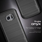 Galaxy S7 Edge Case | Onyx - Gray - Two gray brushed-metal textured phone cases with dotted edges on a dark background.