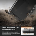 HTC One A9 Case | Fusion - Rose Gold - Phone case in dirt with debris, highlighting shock-absorbing bumper and protective lip.