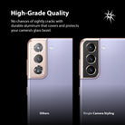 Galaxy S21 Plus | Camera Styling - Comparison of a cracked phone camera lens versus one protected by a Ringke aluminum cover.